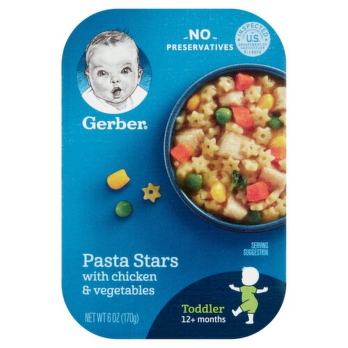 Gerber Pasta Stars with Chicken & Vegetables Baby Food, Toddler, 12+ Months, 6 oz