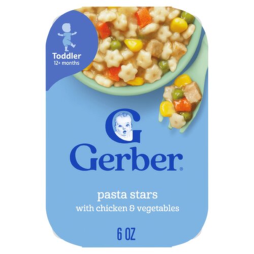 Gerber Pasta Stars with Chicken & Vegetables Baby Food, Toddler 12+ months, 6 oz