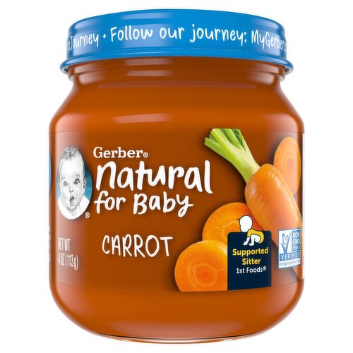 Gerber 1st Foods Natural for Baby Carrot Baby Food, Supported Sitter, 4 oz