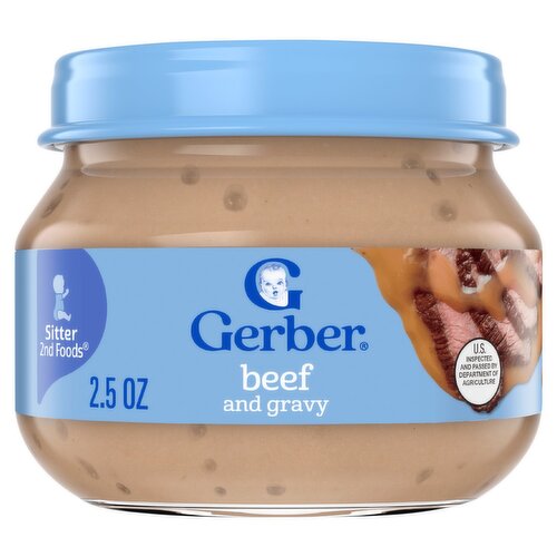 Gerber 2nd Foods Beef and Gravy Baby Food, Sitter, 2.5 oz