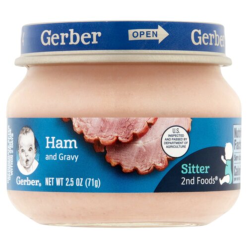 Gerber 2nd Foods Ham and Gravy Baby Food, Sitter, 4M, 2.5 oz