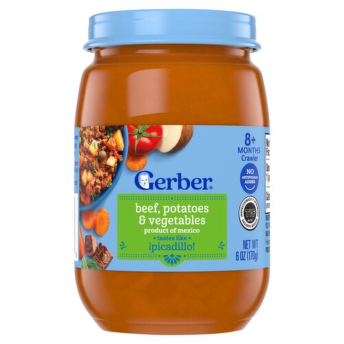 Gerber Beef, Potatoes & Vegetables Baby Food, 8+ Months Crawler, 6 oz
