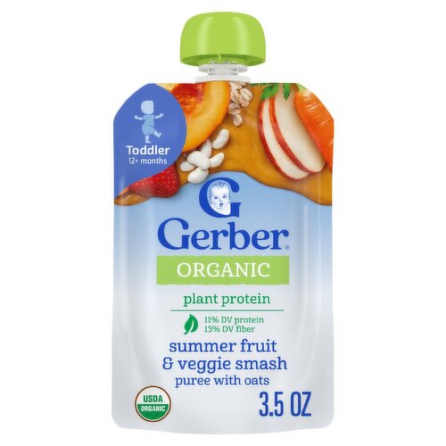 Gerber Organic Summer Fruit & Veggie Smash Baby Food, Toddler 12+ months, 3.5 oz