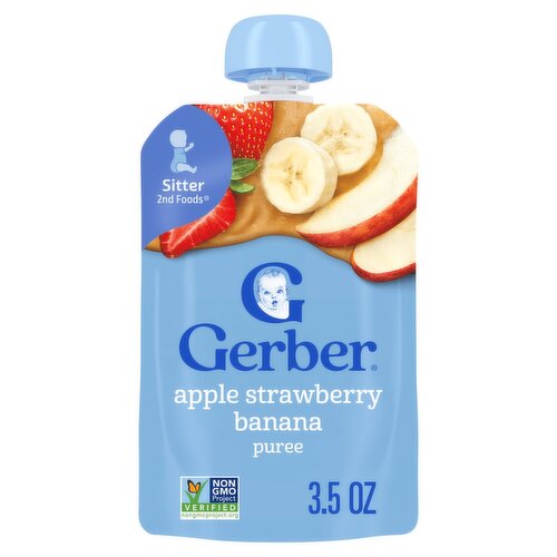 Gerber 2nd Foods Apple Strawberry Banana Puree Baby Food, Sitter, 3.5 oz