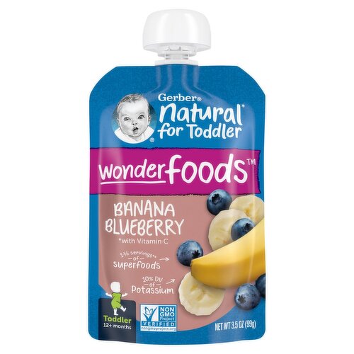 Gerber Banana Blueberry Toddler Food, 3.5 oz Pouch