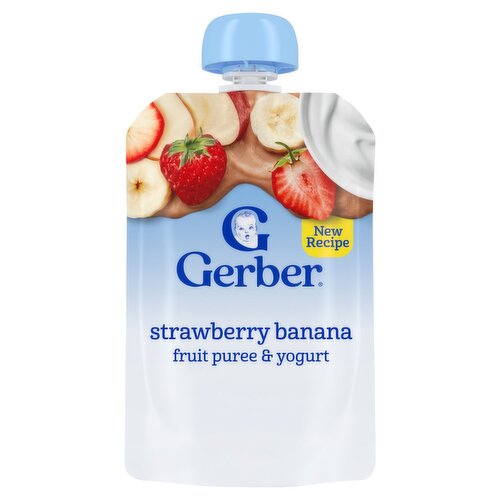 Gerber Strawberry Banana Fruit Puree & Yogurt Baby Food, Toddler, 12+ Months, 3.5 oz