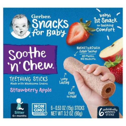 GERBER BABY CHEW STRAWBERRY APPLE 6CT 3.2 OZ