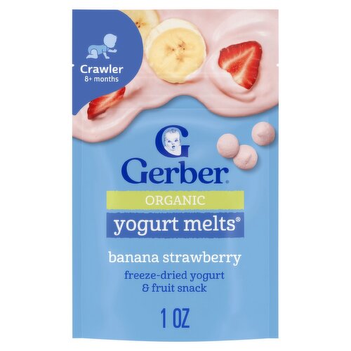 Gerber Yogurt Melts Organic Banana Strawberry Yogurt & Fruit Snack, Crawler 8+ months, 1.0 oz