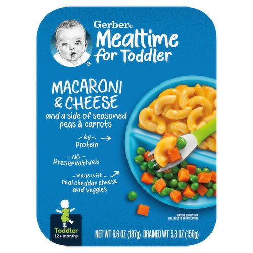 Gerber Mealtime for Toddler Macaroni & Cheese Baby Food, Toddler, 12+ months, 6.6 oz