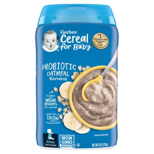 Gerber 2nd Foods Probiotic Oatmeal Banana Baby Cereal, 8 Oz