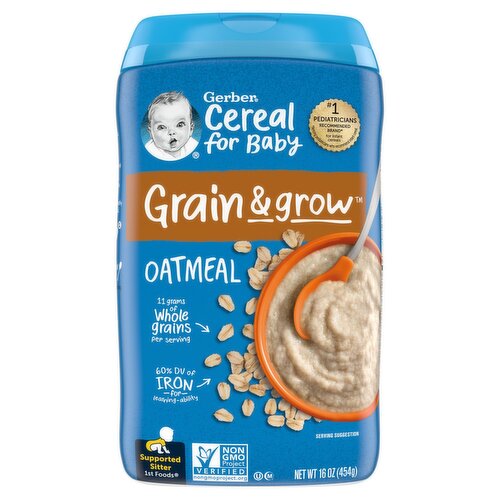 Gerber 1st Foods Grain & Grow Oatmeal Baby Food, Supported Sitter, 16 oz