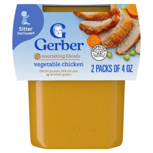Gerber 2nd Foods Nourishing Blends Vegetable Chicken Baby Food, Sitter, 4 oz, 8 oz