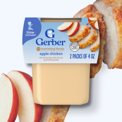 Gerber 2nd Foods Nourishing Blends Apple Chicken Baby Food, Sitter, 4 oz, 2 count