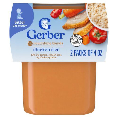 Gerber 2nd Foods Nourishing Blends Chicken Rice Baby Food, Sitter, 4 oz, 2 count