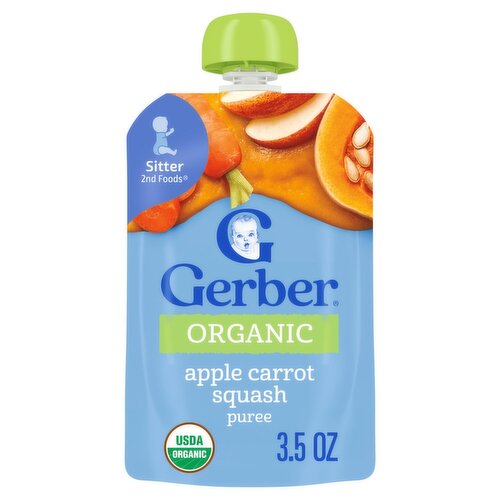 Gerber 2nd Foods Organic Apple Carrot Squash Puree Baby Food, Sitter, 3.5 oz