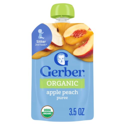 Gerber 2nd Foods Organic Apple Peach Puree Baby Food, Sitter, 3.5 oz