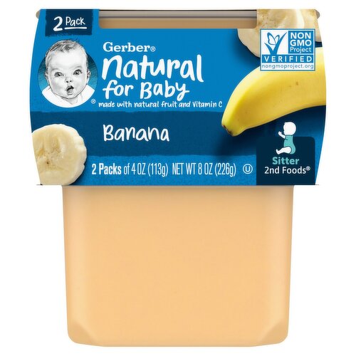 Gerber 2nd Foods Banana Baby Food, Sitter, 4 oz, 2 count