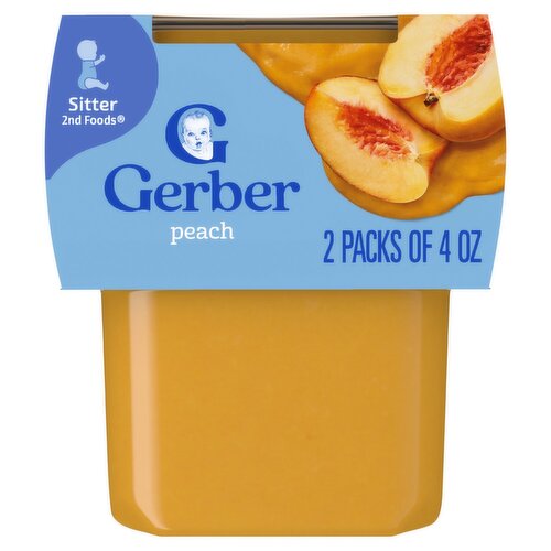 Gerber 2nd Foods Peach Baby Food, Sitter, 4 oz, 2 count
