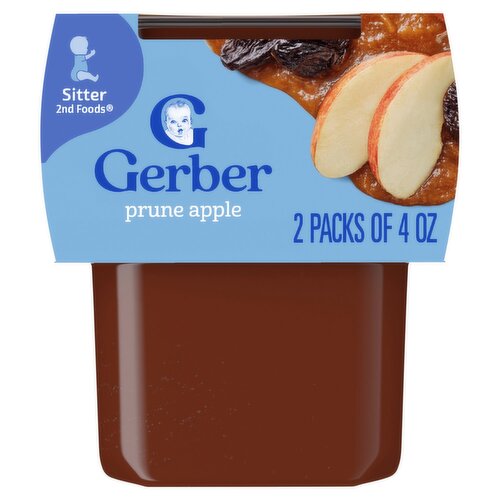 Gerber 2nd Foods Prune Apple Baby Food, Sitter, 4 oz, 2 count