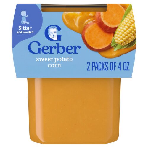 Gerber 2nd Foods Sweet Potato Corn Baby Food, Sitter, 4 oz, 2 count