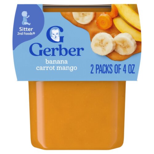 Gerber 2nd Foods Banana Carrot Mango Baby Food, Sitter, 4 oz, 2 count