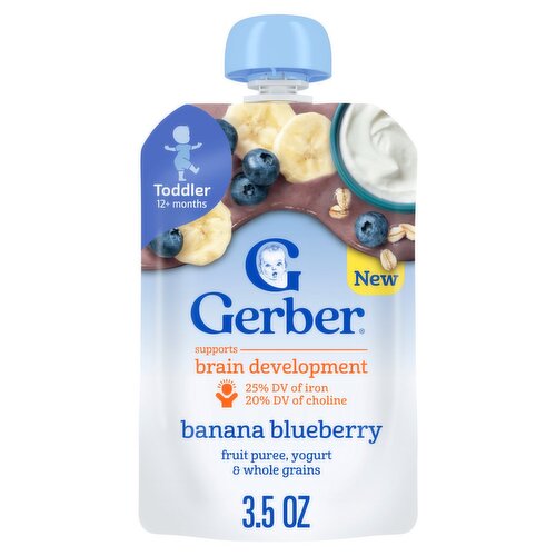 Gerber Banana Blueberry Baby Food, Toddler 12+ months, 3.5 oz