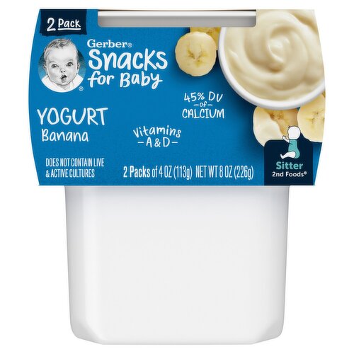 Gerber Snacks for Baby Banana Yogurt, Sitter, 2nd Foods, 4 oz, 2 count