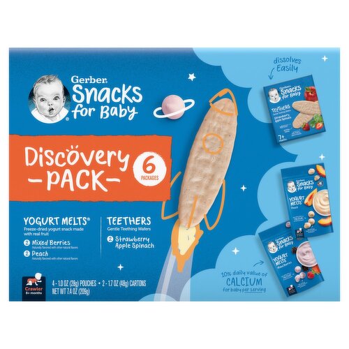 Gerber Snack for Baby Yogurt Melts Baby Food Discovery Pack, Crawler, 8+ Months, 6 count, 7.4 oz