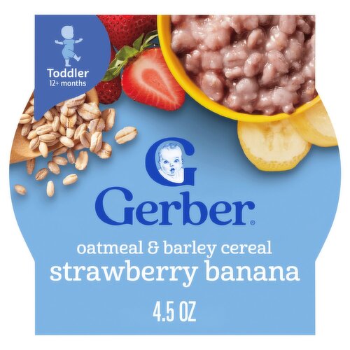 Gerber Strawberry Banana Oatmeal & Barley Cereal Baby Food, Toddler 12+ months, 4.5 oz