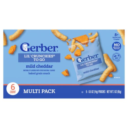 Gerber Lil' Crunchies to Go Baked Grain Snack Baby Food 8+ Months Crawler, 0.5 oz, 6 Count
