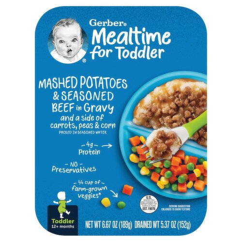 Gerber Mealtime for Toddler Mashed Potatoes & Seasoned Beef Baby Food, Toddler, 12+ months, 6.67 oz