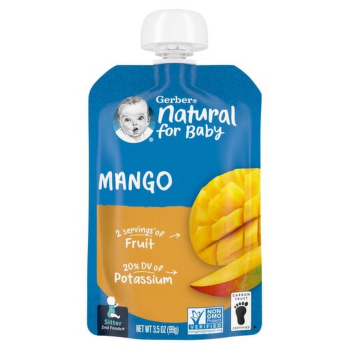 Gerber Natural for Baby Mango Baby Food, Sitter 2nd Foods, 3.5 oz