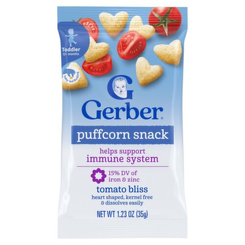 Gerber Tomato Bliss Puffcorn Snack Baby Food, Toddler 12+ months, 1.23 oz