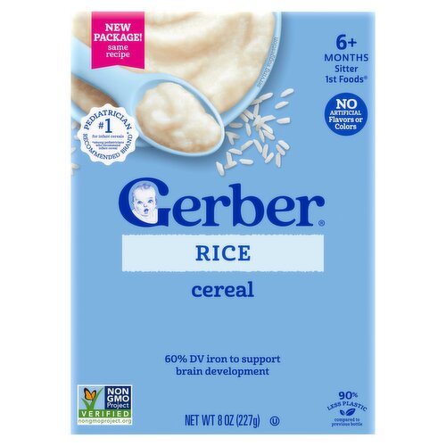 Gerber 1st Foods Rice Cereal Baby Food, 6+ Months Sitter, 8 oz