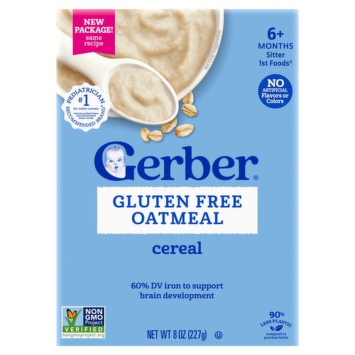 Gerber 1st Foods Gluten Free Oatmeal Cereal Baby Food, 6+ Months Sitter, 8 oz