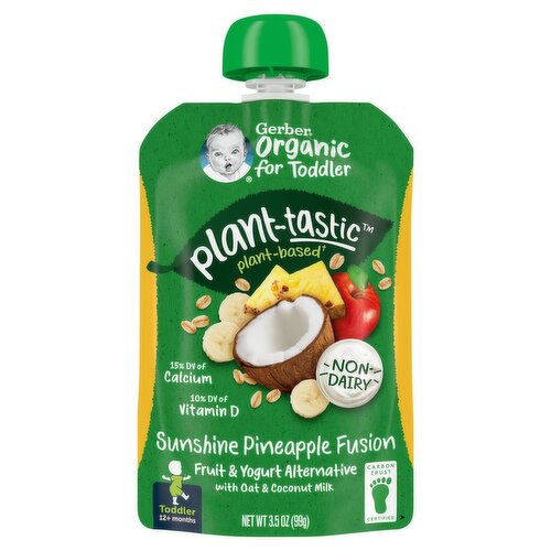 Gerber Organic for Toddler Sunshine Pineapple Fusion Baby Food, Toddler, 12+ Months, 3.5 oz