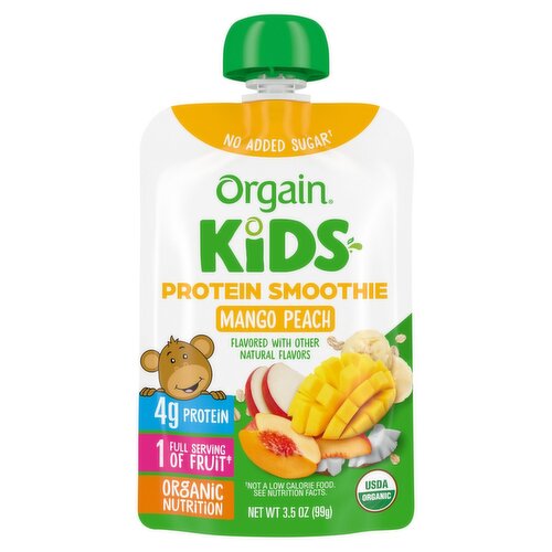 Orgain Kids Mango Peach Protein Smoothie, 3.5 oz