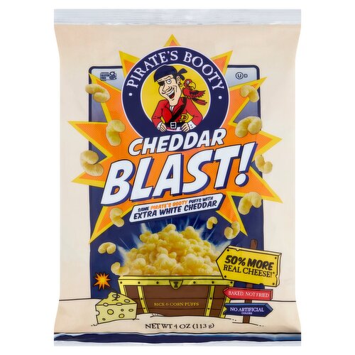 Pirate's Booty Cheddar Blast! Rice & Corn Puffs, 4 oz
