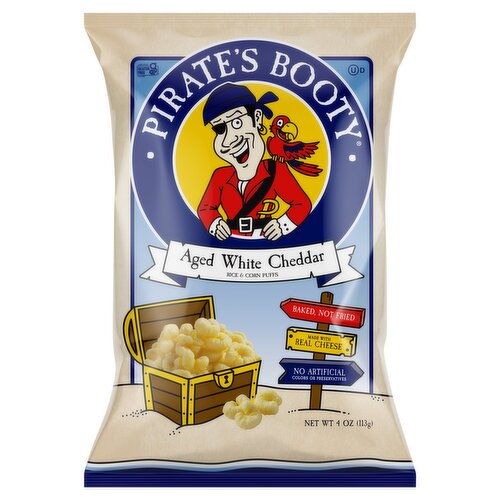 Pirate's Booty Aged White Cheddar Rice & Corn Puffs, 4 oz