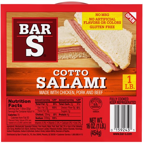 Bar-S Cotto Salami, 16 oz