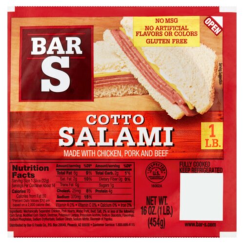 Bar-S Cotto Salami, 16 oz