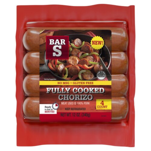 Bar S Fully Cooked Chorizo, 4 count, 12 oz