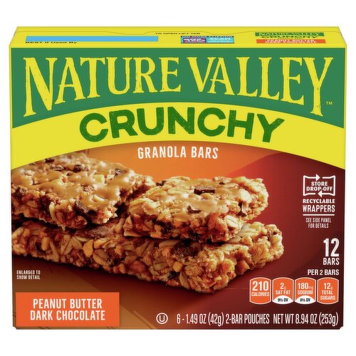 Nature Valley Crunchy Peanut Butter Dark Chocolate Granola Bars, 1.49 oz, 6 count