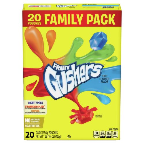 Fruit Gushers Fruit Flavored Snacks Variety Pack Family Pack, 0.8 oz, 20 count