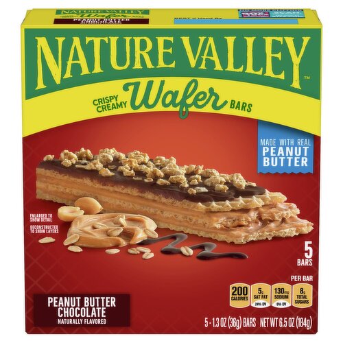 Nature Valley Peanut Butter Chocolate Crispy Creamy Wafer Bars, 1.3 oz, 5 count