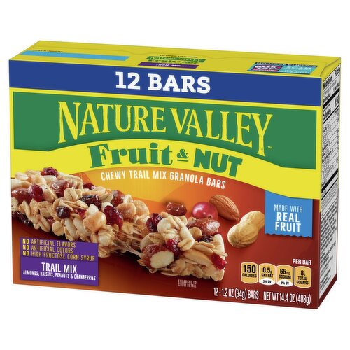 Nature Valley Fruit & Nut Chewy Trail Mix Granola Bars, 1.2 oz, 12 count