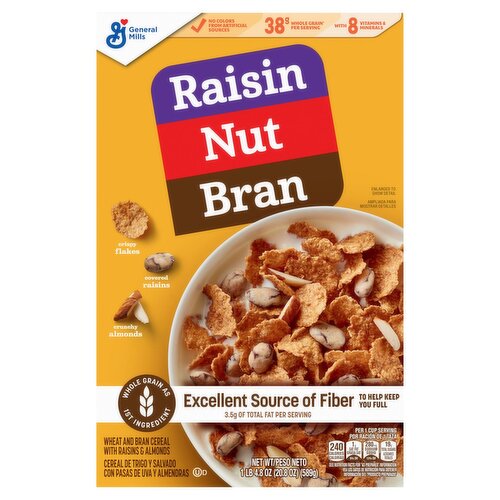 General Mills Raisin Nut Bran Wheat and Bran Cereal with Raisins & Almonds, 1 lb 4.8 oz