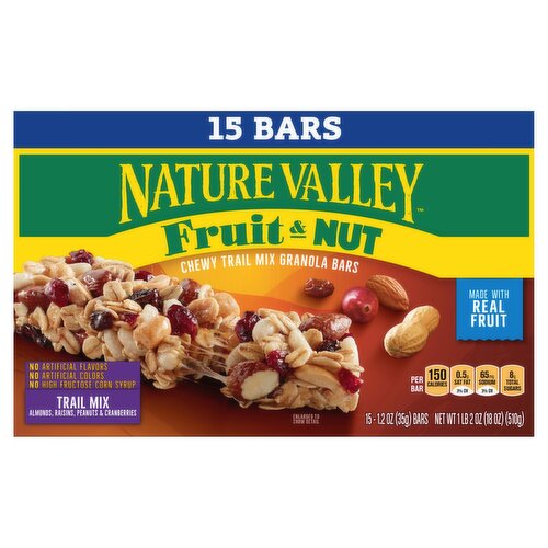 Nature Valley Fruit & Nut Chewy Trail Mix Granola Bars, 1.2 oz, 15 count