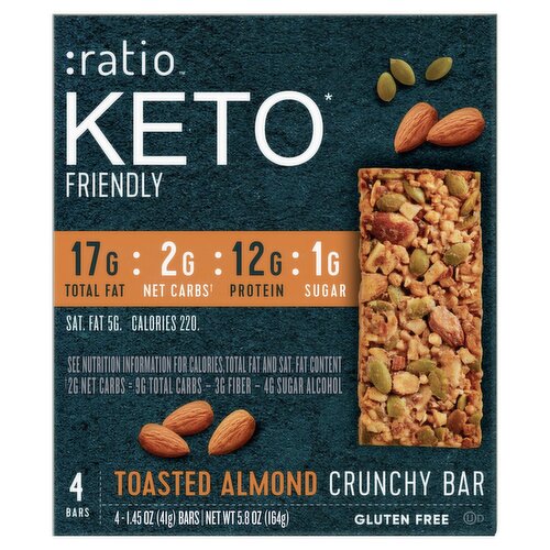 Ratio Toasted Almond Crunchy Bar, 1.45 oz, 4 Count