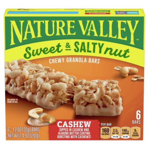 Nature Valley Cashew Sweet & Salty Nut Chewy Granola Bars, 1.2 oz, 6 count